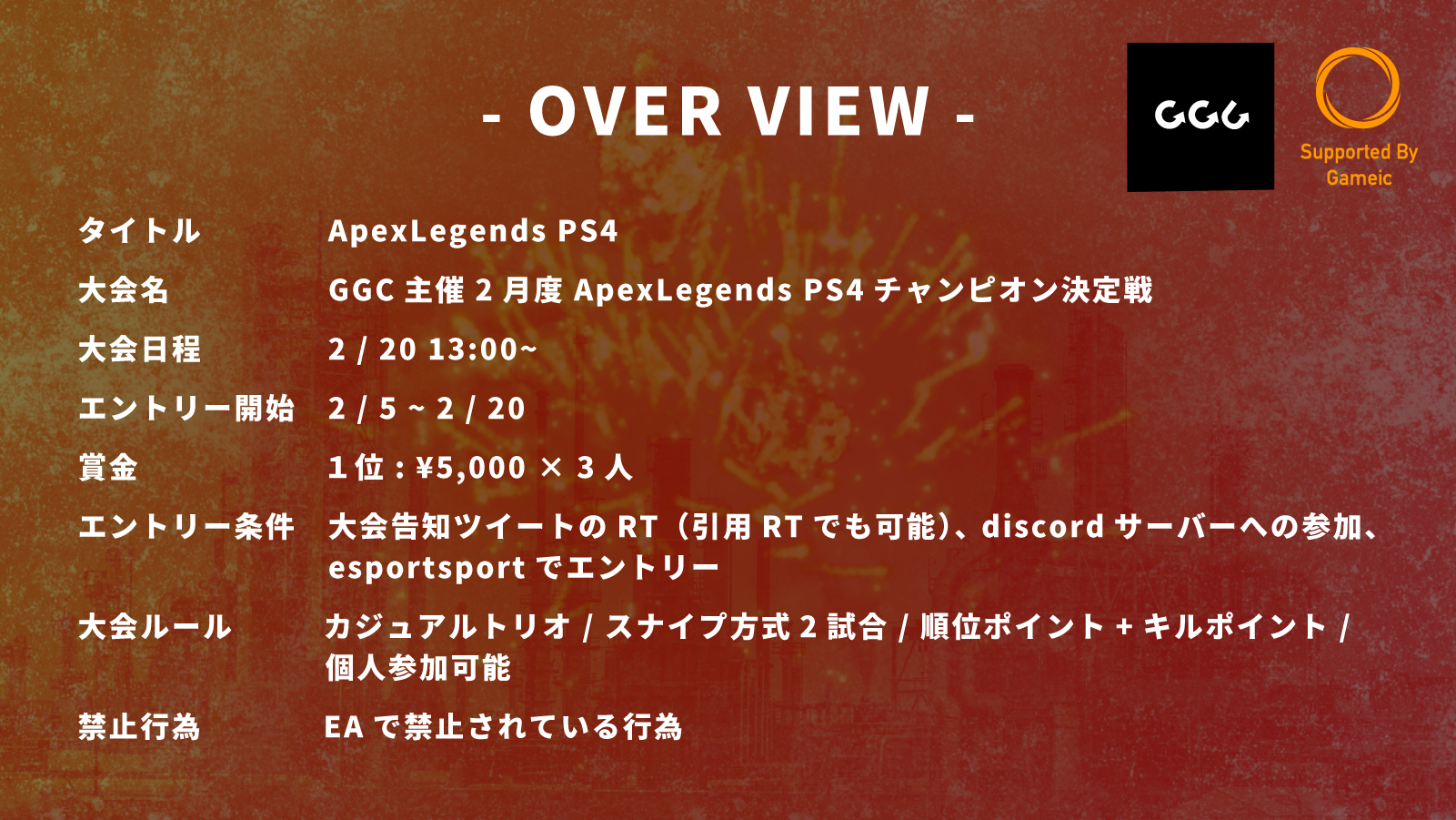 Ggc主催 2月度 Apexチャンピオン選手権 On Ps4 Select